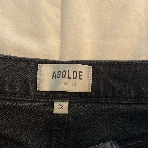 Agolde Riley High Rise Straight Crop in panoramic Black Size 28. - Picture 8 of 14